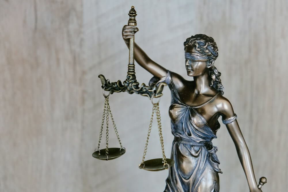 Statue of Lady Justice in a law office