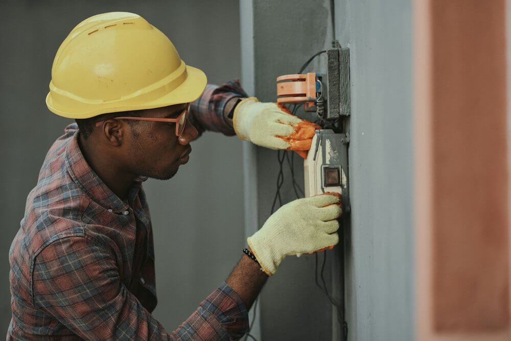 Heating engineer working on a boiler installation