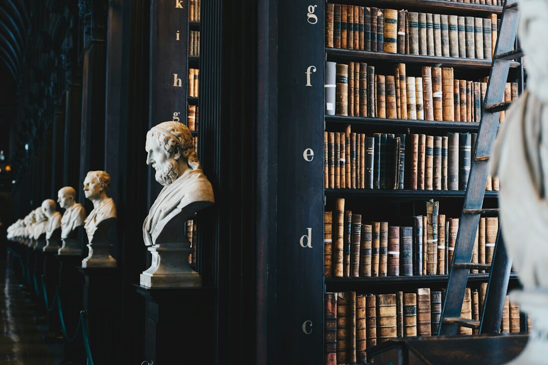 Library shelves full of reference books